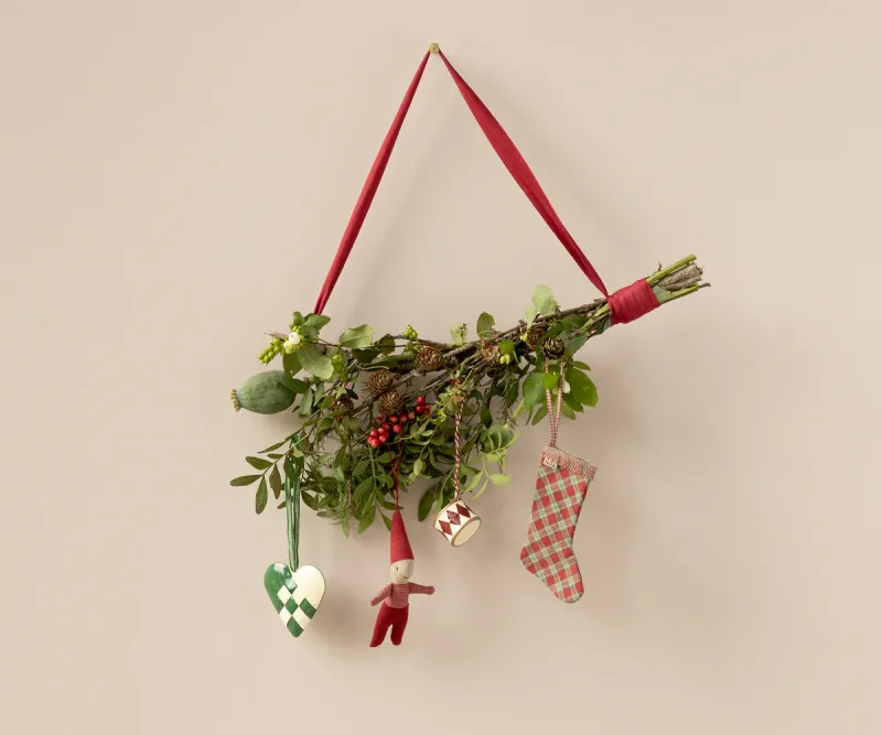 Maileg Stocking ornament, Checker - Red
