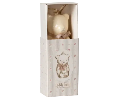 Maileg Metal ornament, Teddy bear - Off white/Rose