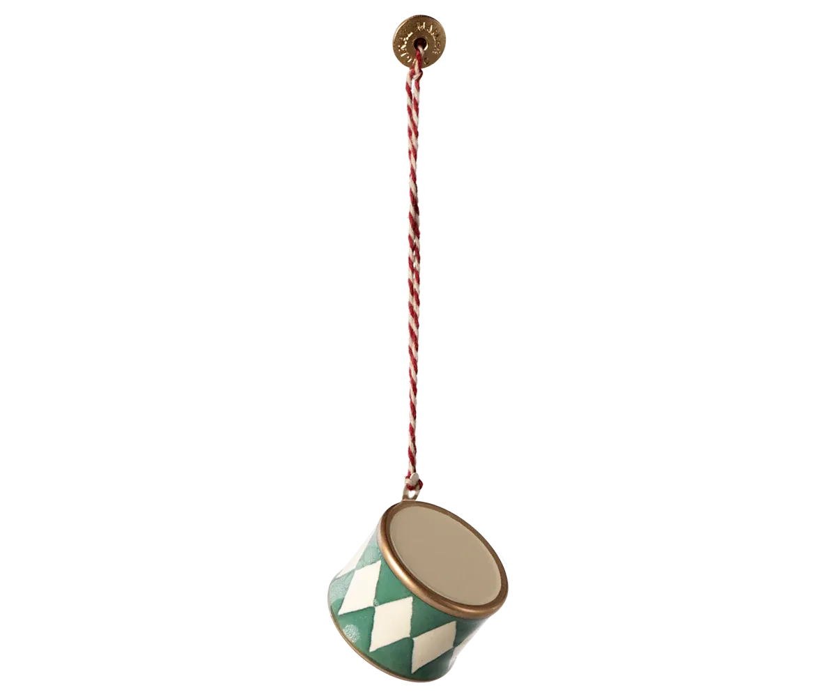 Maileg Metal ornament, Small drum - Green