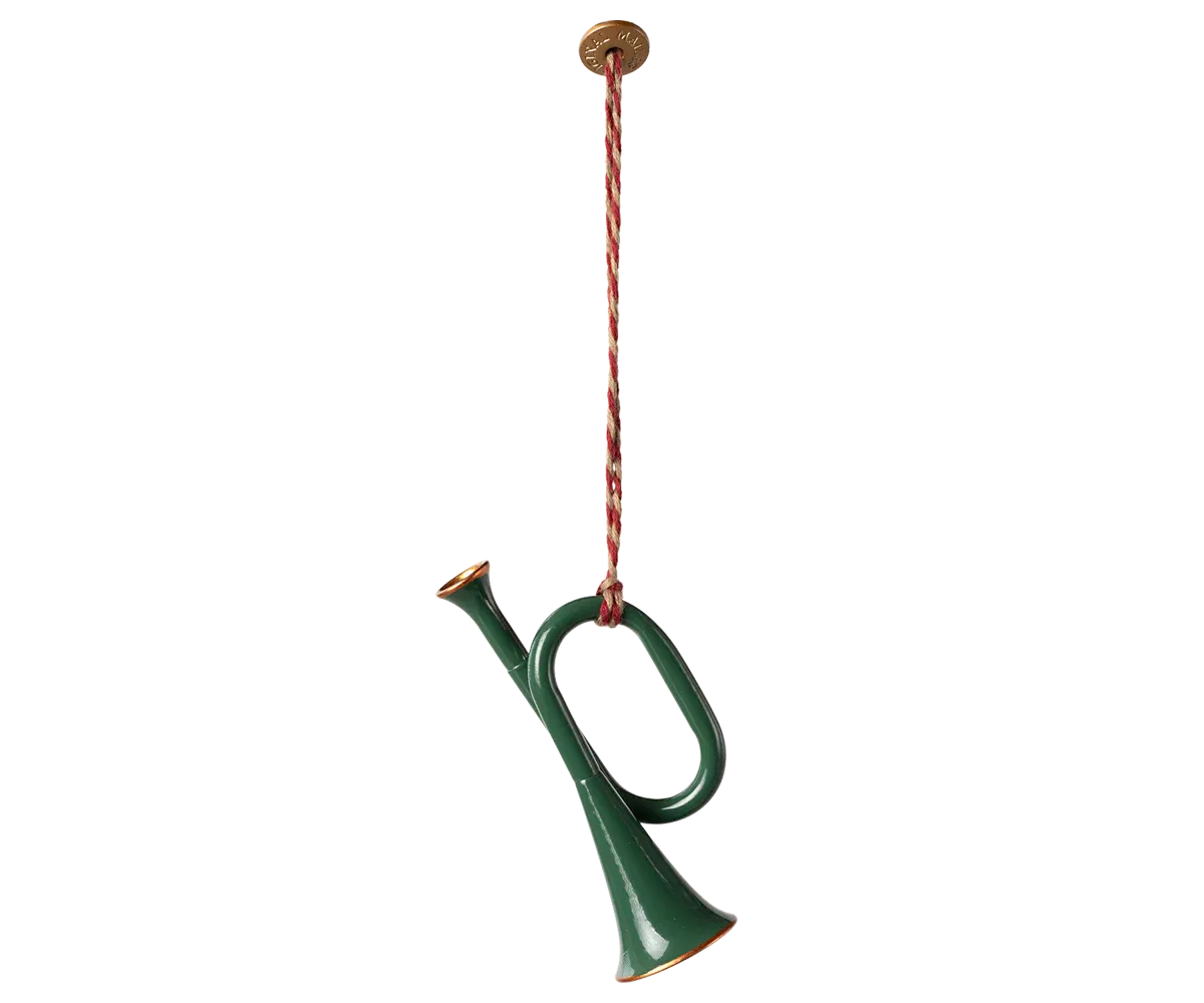 Maileg Metal ornament, Trumpet - Dark green