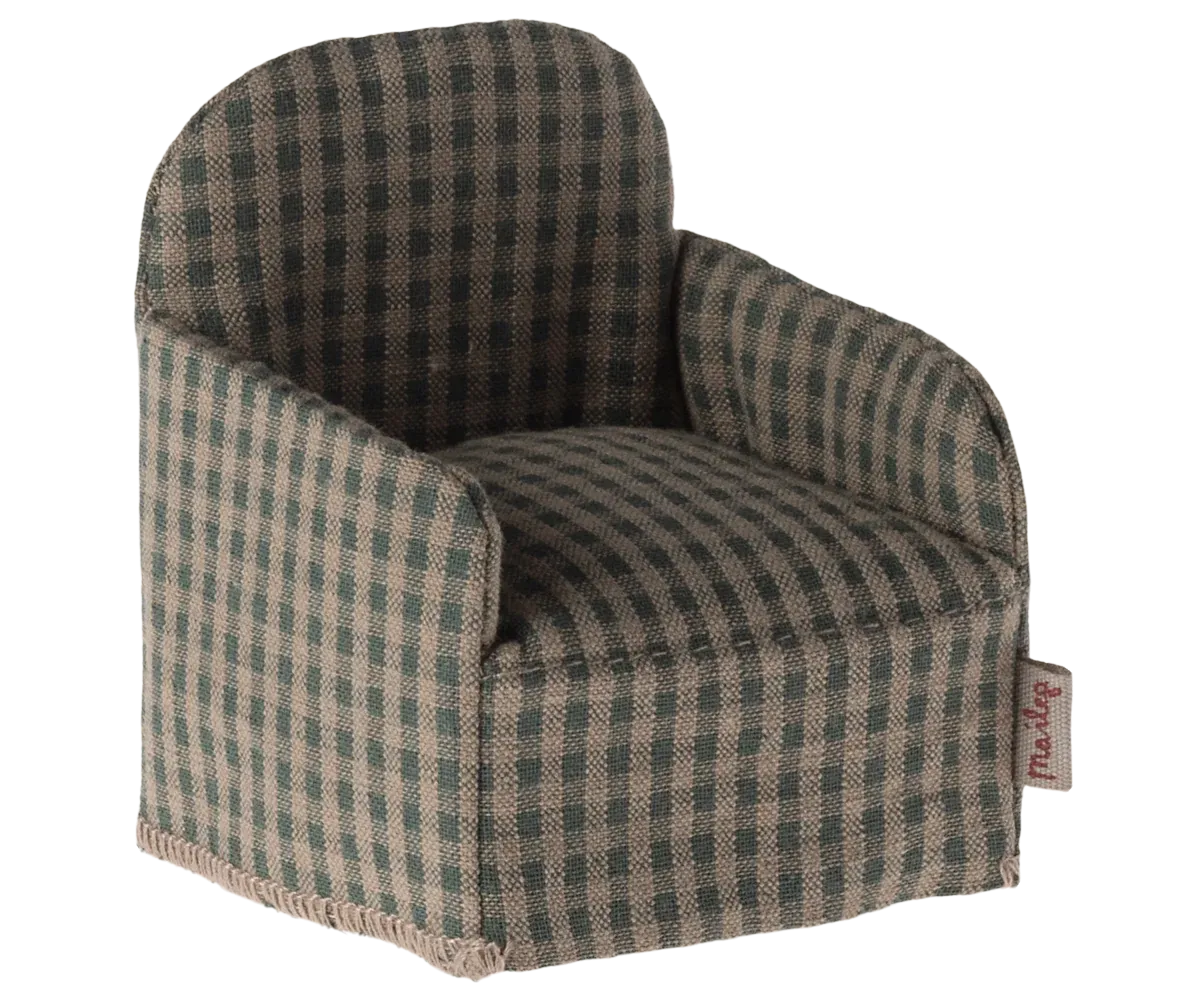 Maileg Chair, Mouse - Green checker