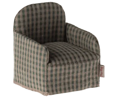 Maileg Chair, Mouse - Green checker