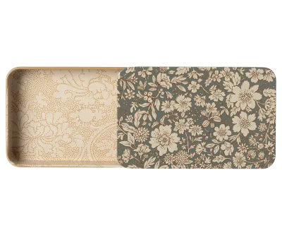 Maileg Metal box w. sliding lid, Blossom - Blue
