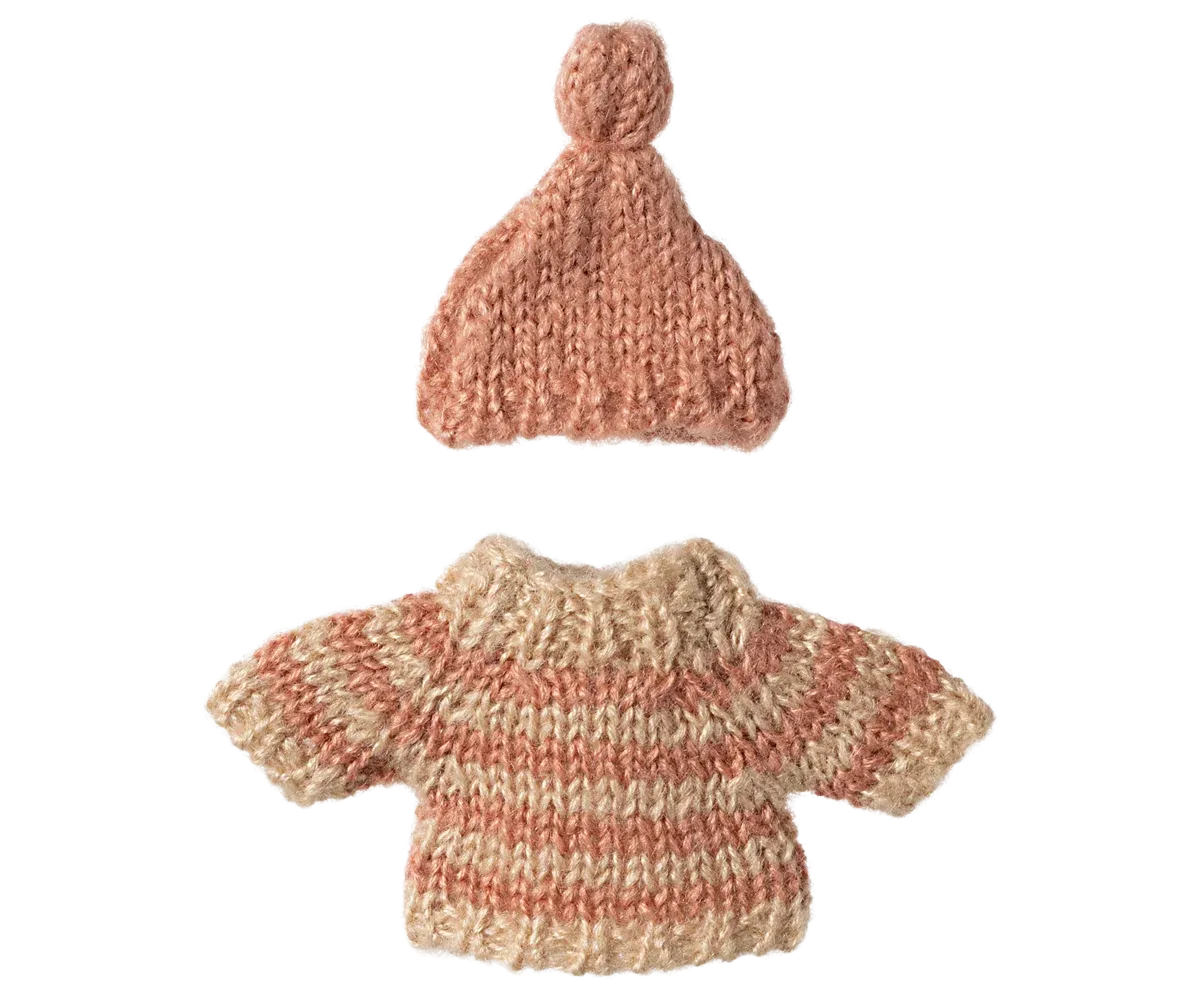 Maileg Knitted sweater and hat, Big sister mouse