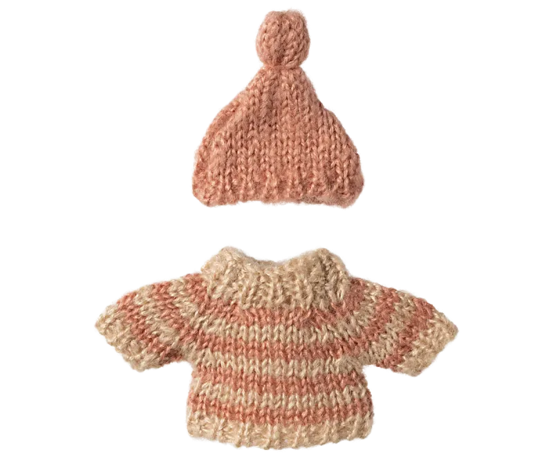 Maileg Knitted sweater and hat, Big sister mouse