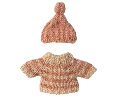 Maileg Knitted sweater and hat, Big sister mouse