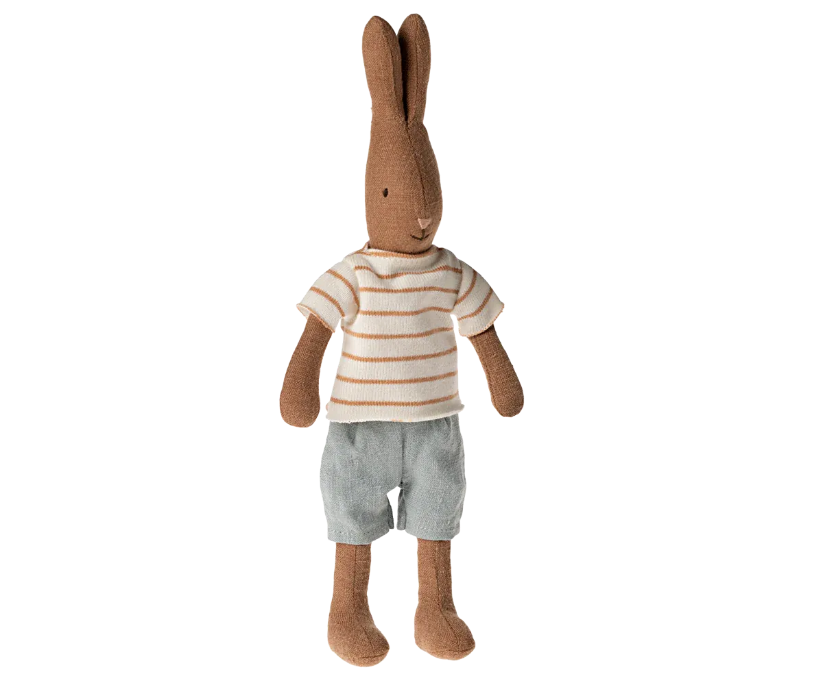 Maileg  Rabbit size 1, Chocolate brown - Striped