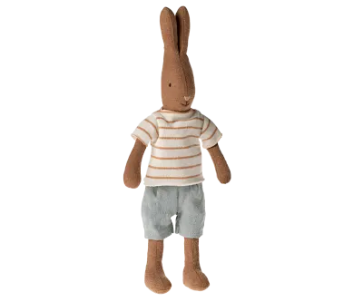 Maileg  Rabbit size 1, Chocolate brown - Striped