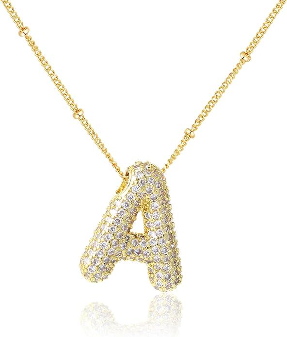 Bubble Pave Initial Necklace