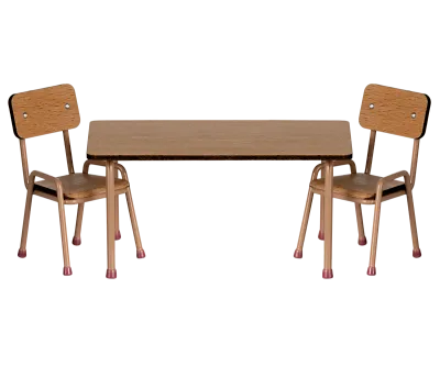 Maileg Table and chair set, Mouse - Dark Powder