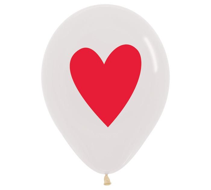 Latex Balloon- Heart of Red Crystal Clear