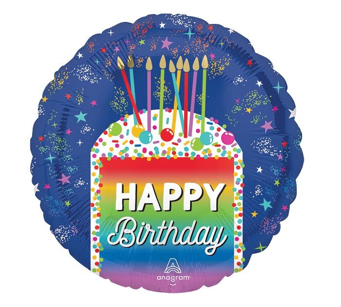 17&quot; HBD Rainbow Slice Bday