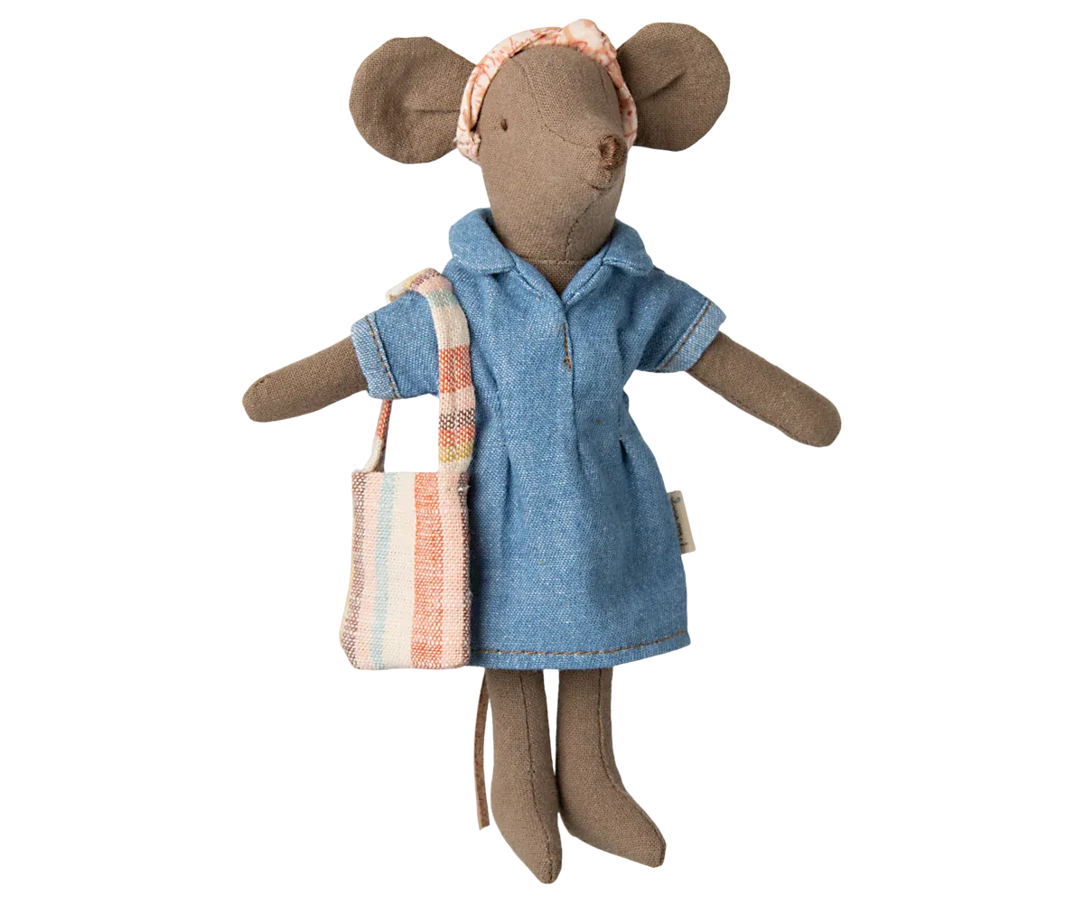 Maileg Denim dress and bag, Mum mouse