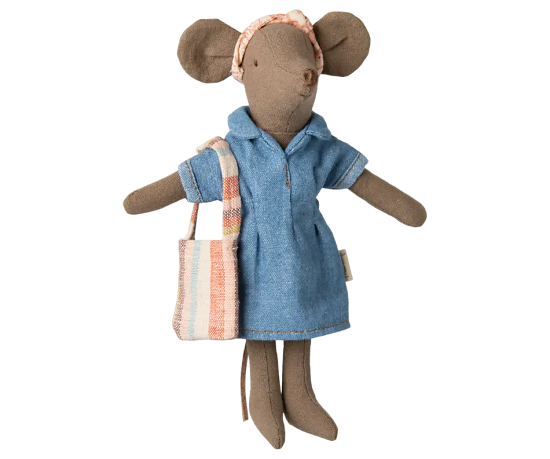 Maileg Denim dress and bag, Mum mouse