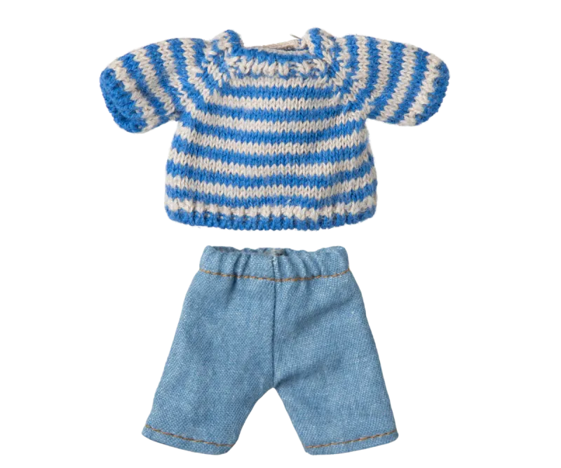 Maileg Knitted sweater and pants, Big brother mouse