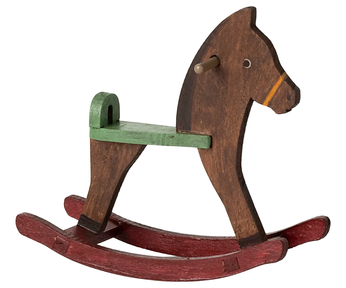 Maileg Rocking horse, Mouse - Dark brown