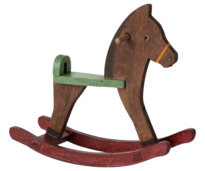 Maileg Rocking horse, Mouse - Dark brown