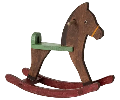 Maileg Rocking horse, Mouse - Dark brown