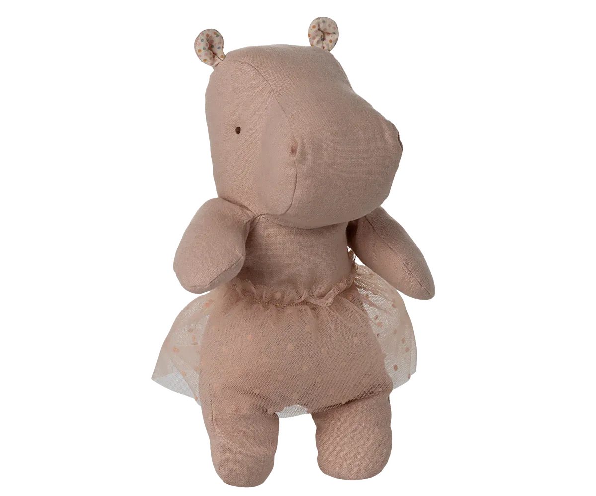 Maileg Safari friends, Hippo w. skirt, Small - Soft  Rose