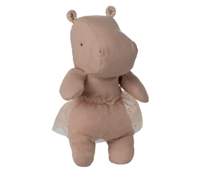 Maileg Safari friends, Hippo w. skirt, Small - Soft  Rose