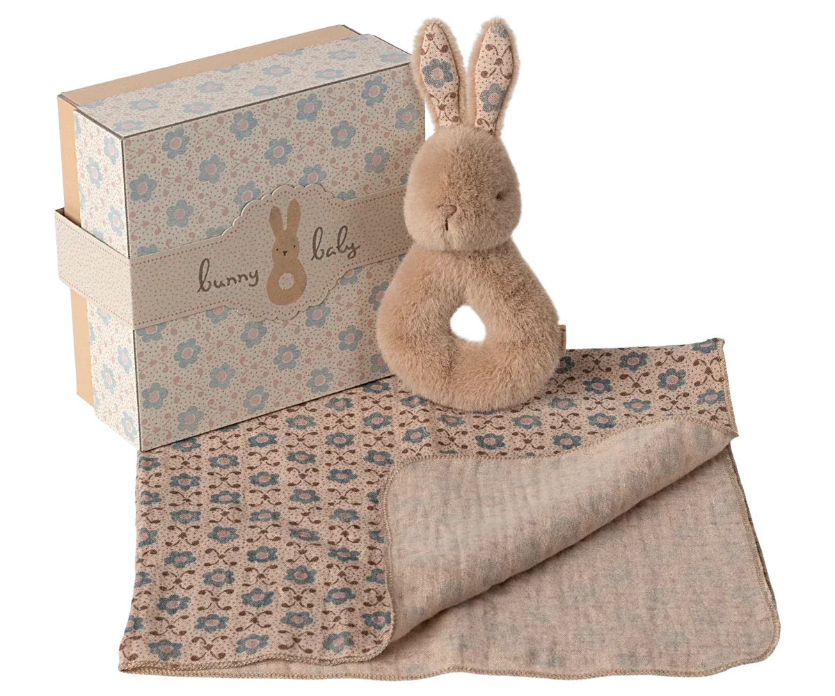 Maileg Rabbit rattle set - Cream peach