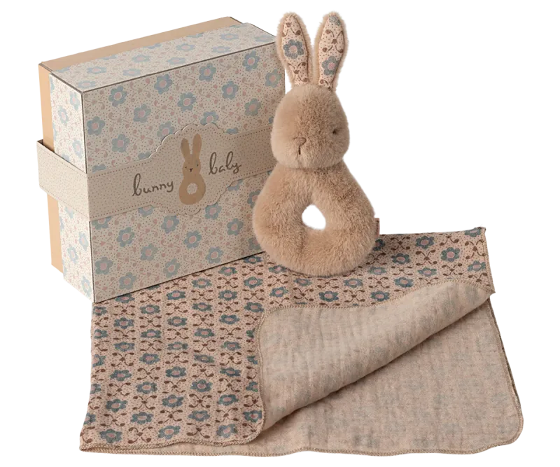 Maileg Rabbit rattle set - Cream peach
