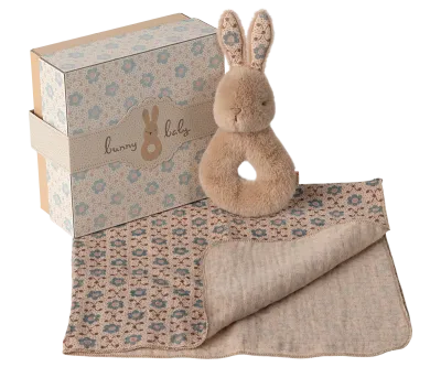 Maileg Rabbit rattle set - Cream peach