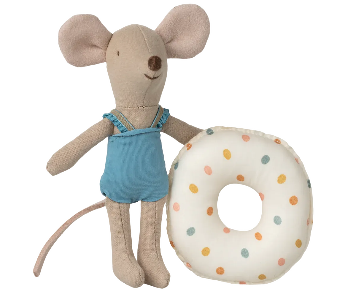 Maileg Beach mouse with float, Little sister - Multi Dot