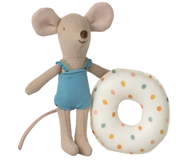 Maileg Beach mouse with float, Little sister - Multi Dot