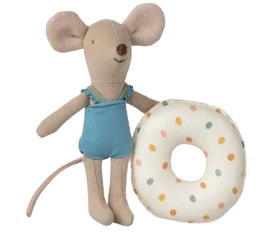 Maileg Beach mouse with float, Little sister - Multi Dot