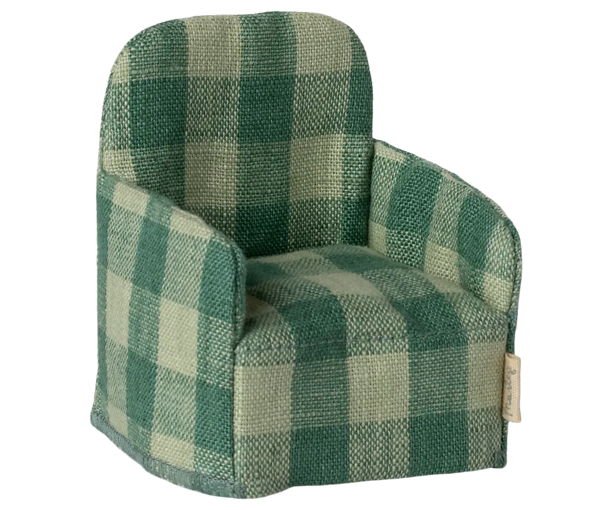 Maileg Folding chair, Mouse - Green check
