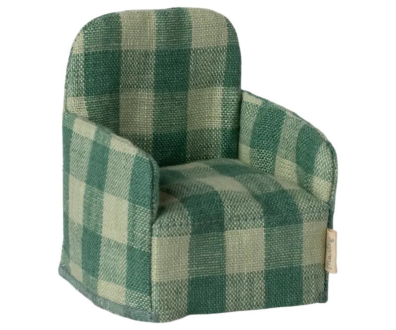 Maileg Folding chair, Mouse - Green check