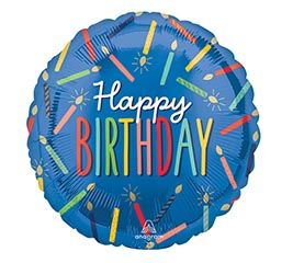 17&quot; BDay Candles on Blue Balloon