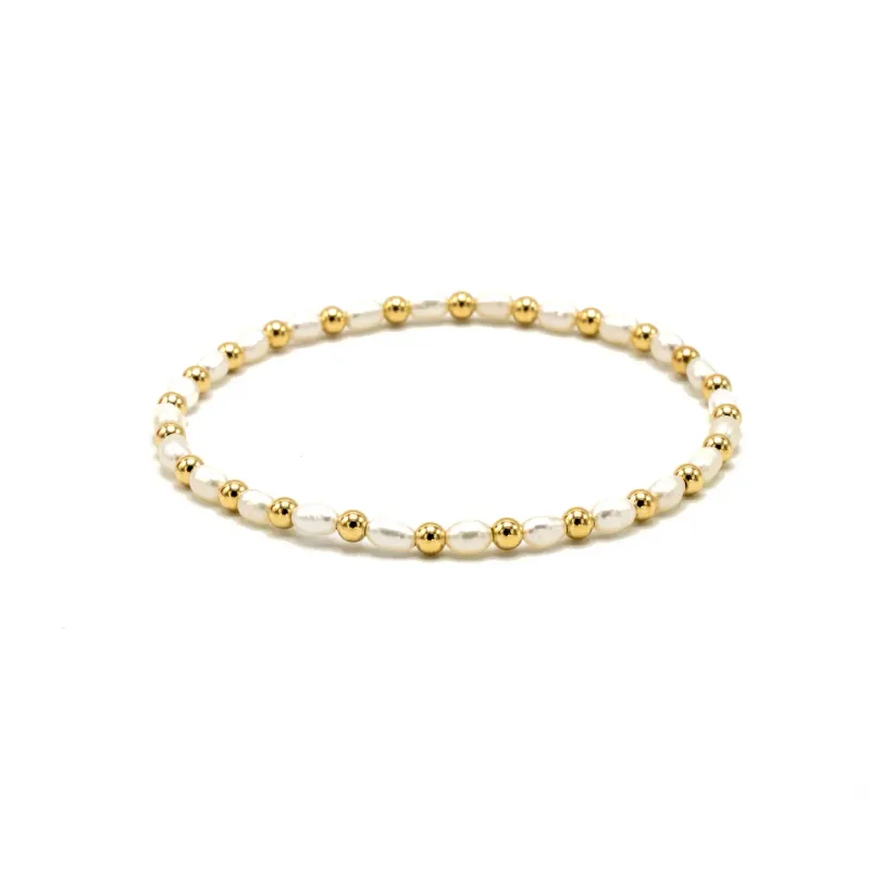 3mm Montauk 14k Gold/Pearl Waterproof Bracelet