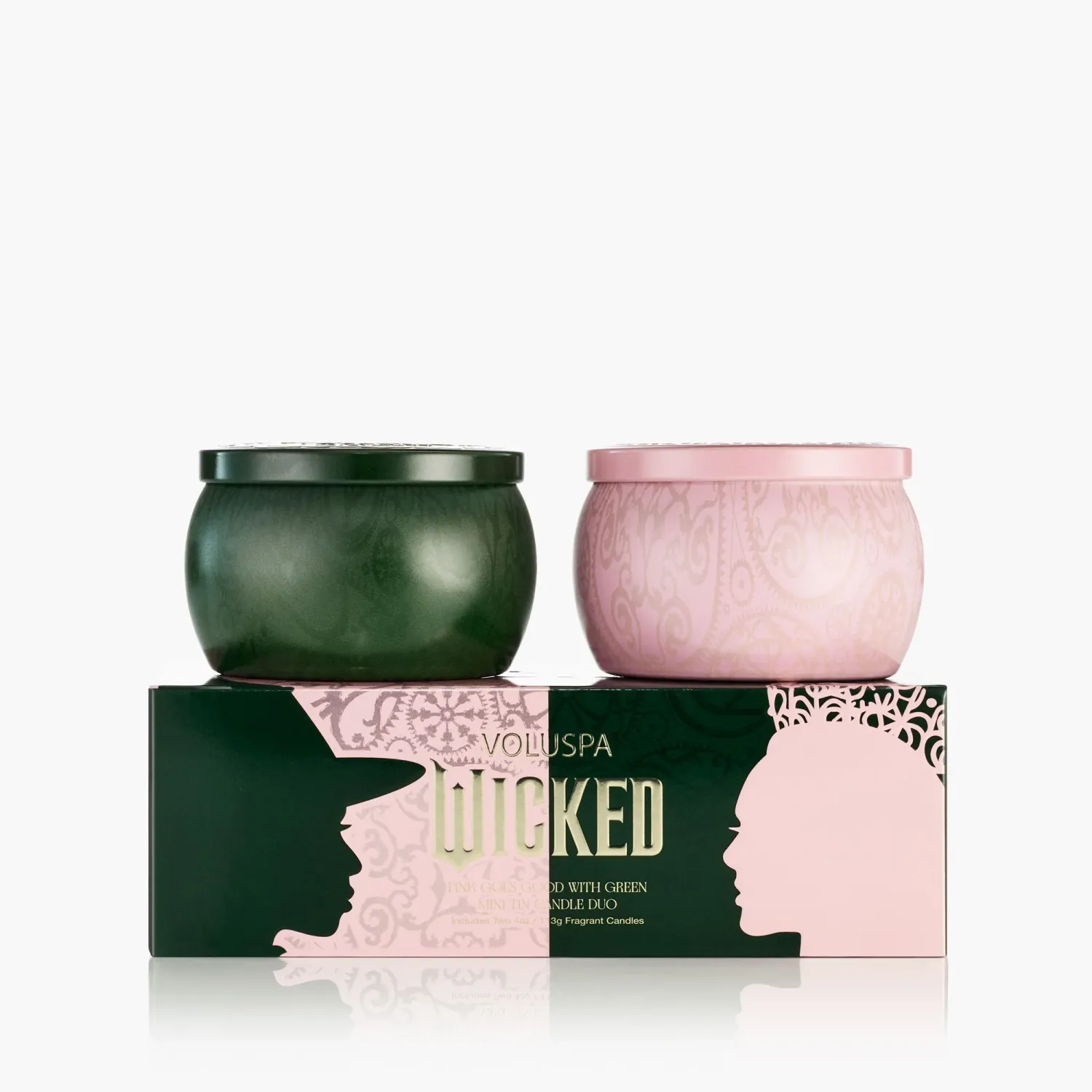 Voluspa Pink Goes Good w/ Green Mini Tin Candle Duo