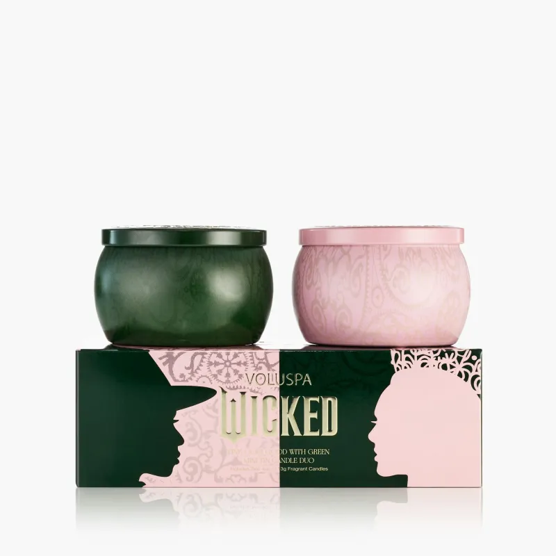 Voluspa Pink Goes Good w/ Green Mini Tin Candle Duo