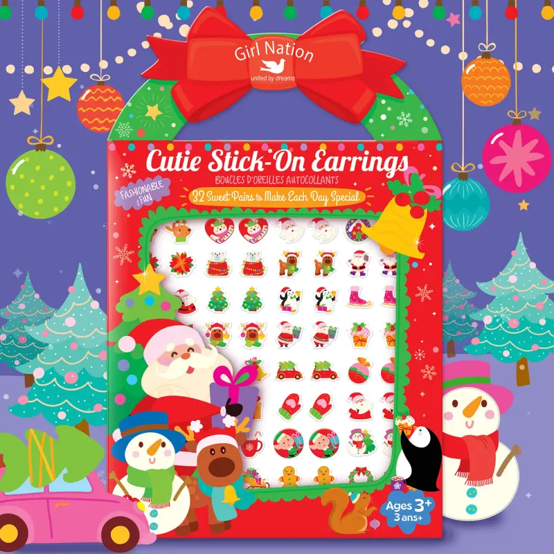 GN Cutie Stick-On Earrings Holly Jolly Christmas