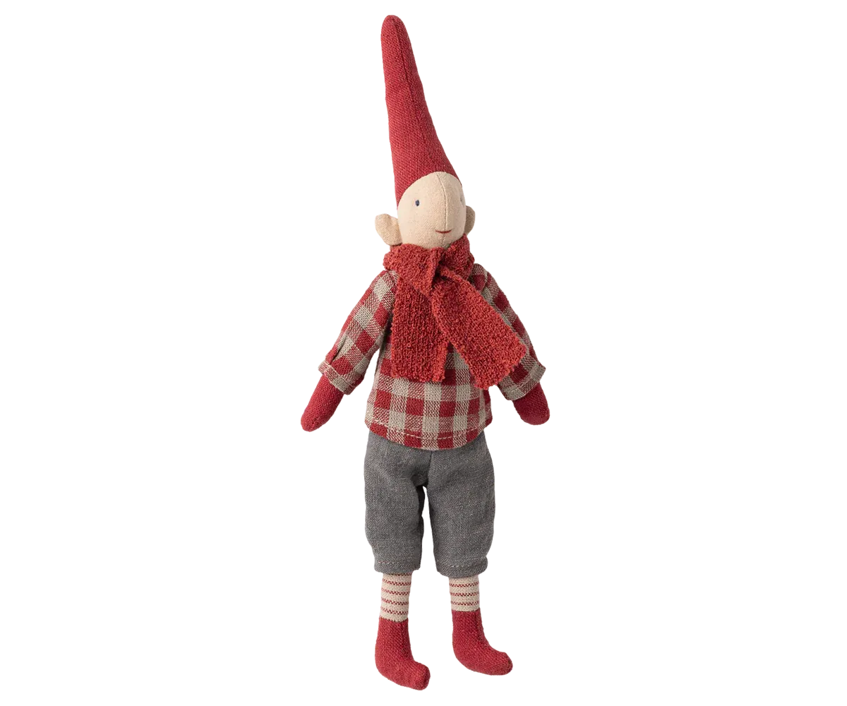 Maileg Pixy, Size 1 - Boy - Red checkered shirt