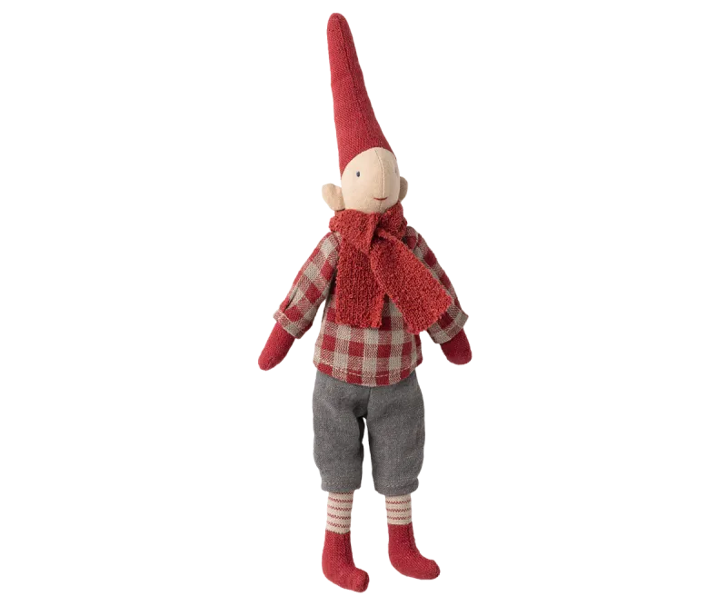 Maileg Pixy, Size 1 - Boy - Red checkered shirt