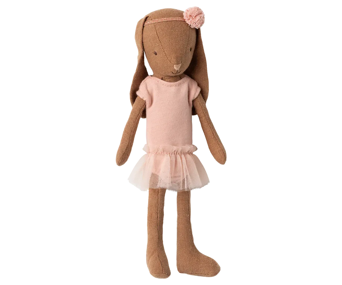 Maileg Bunny, Size 1 - Chocolate brown - Ballet suit and skirt rose