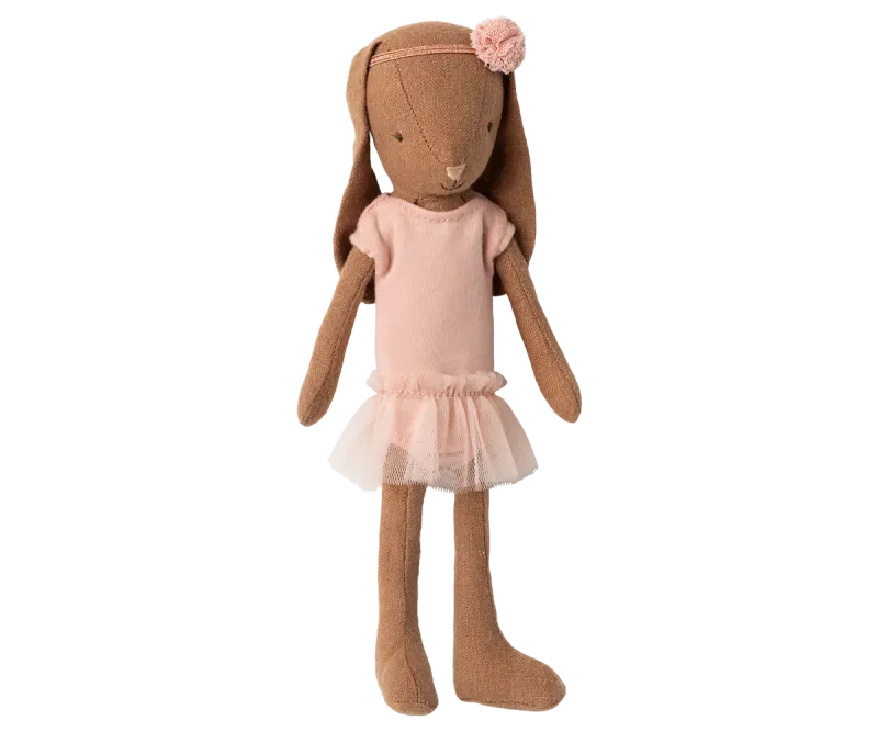 Maileg Bunny, Size 1 - Chocolate brown - Ballet suit and skirt rose