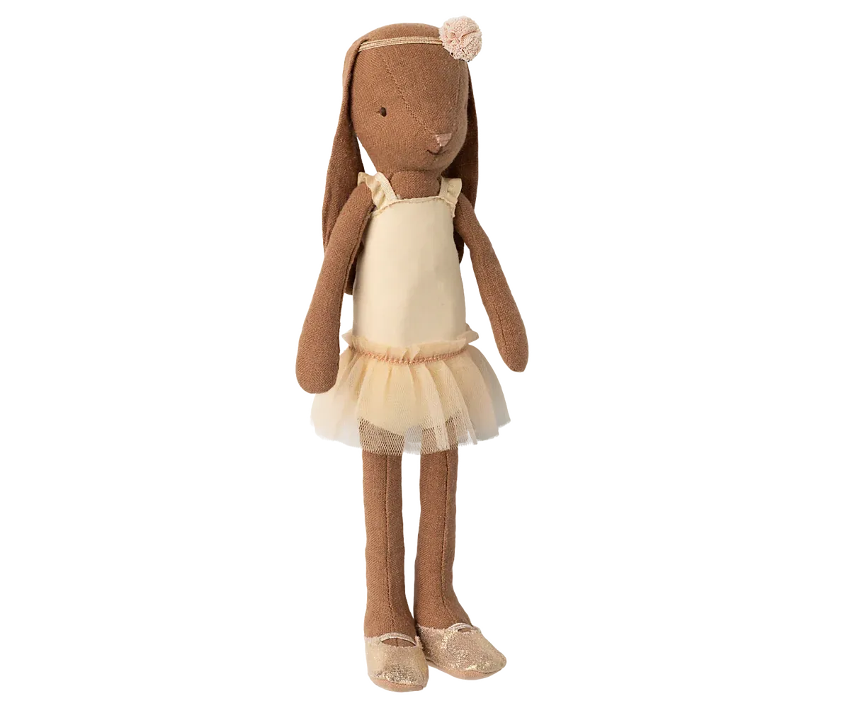 Maileg Bunny, Size 2 - Chocolate brown - Ballet suit and skirt cream