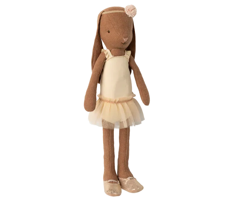 Maileg Bunny, Size 2 - Chocolate brown - Ballet suit and skirt cream
