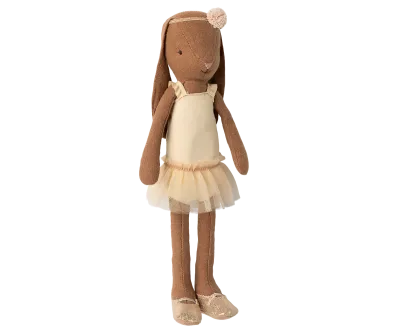 Maileg Bunny, Size 2 - Chocolate brown - Ballet suit and skirt cream