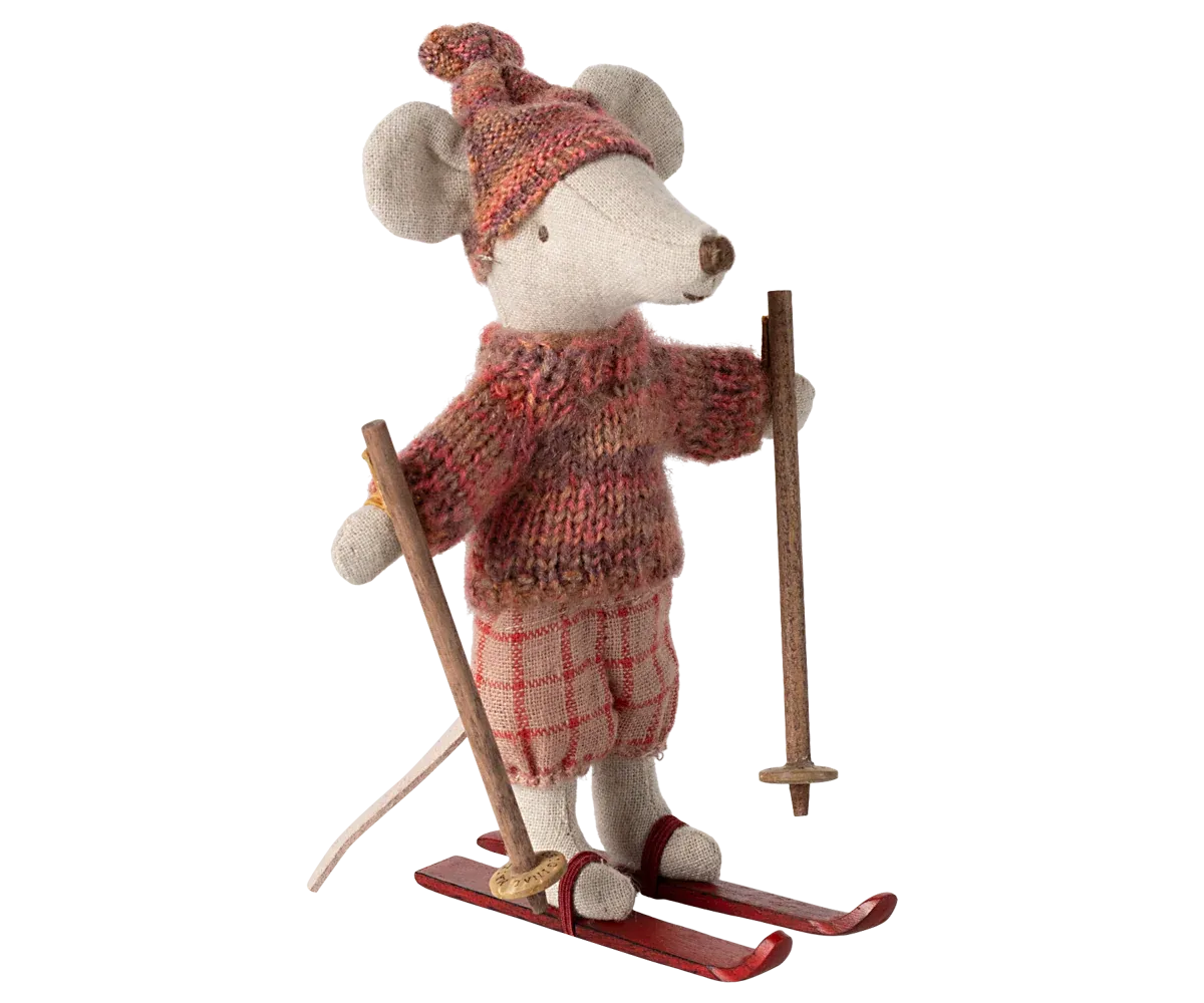 Maileg Winter mouse with ski set, Big sister - Rose