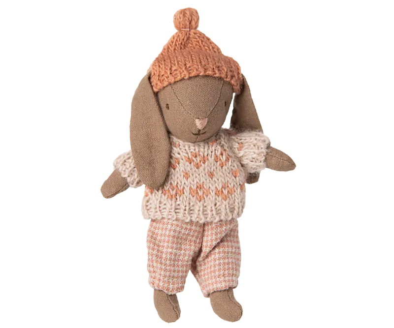 Maileg Winter bunny, Micro - Brown - Rose