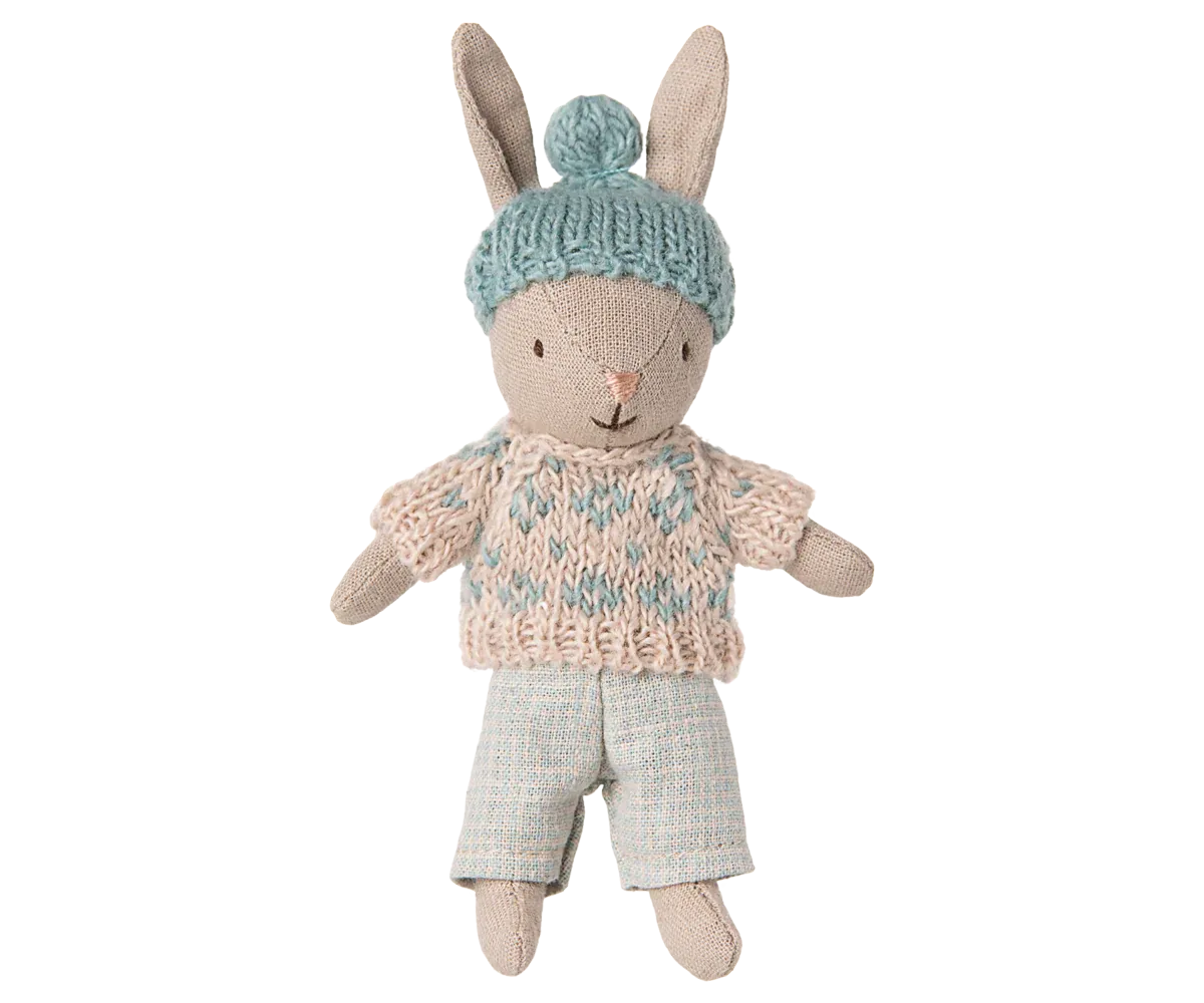 Maileg Winter rabbit, Micro - Sand - Mint