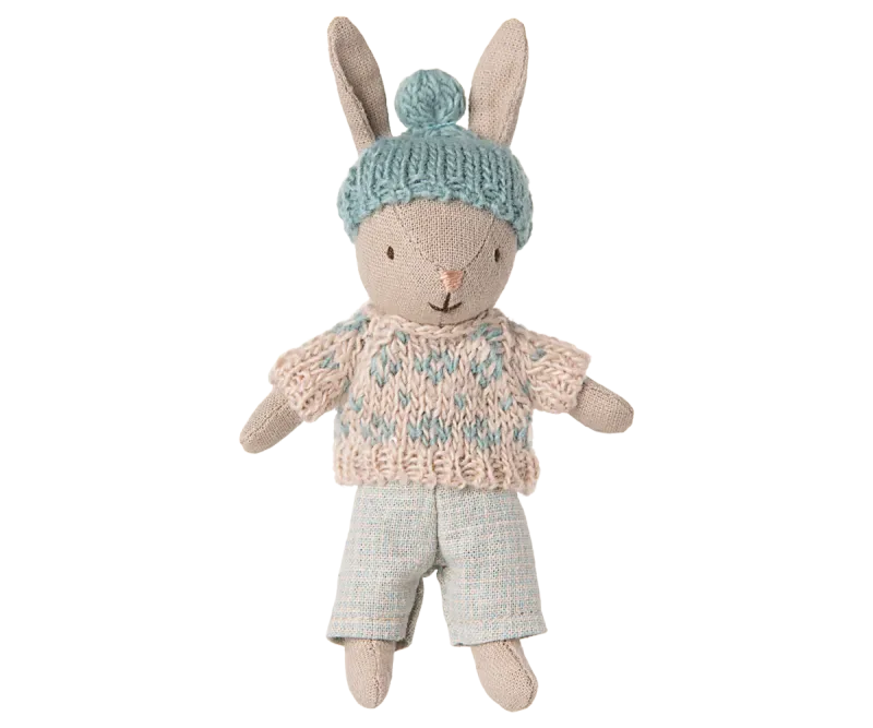 Maileg Winter rabbit, Micro - Sand - Mint