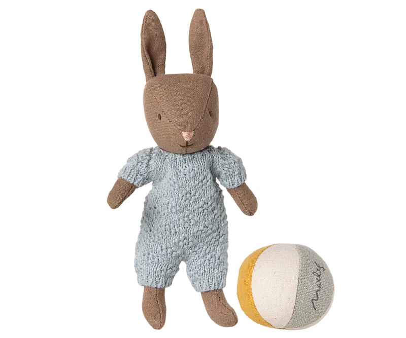 Maileg Rabbit set, Micro - Brown - Blue