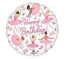 17" HBD Ballerina Girl Round Balloon